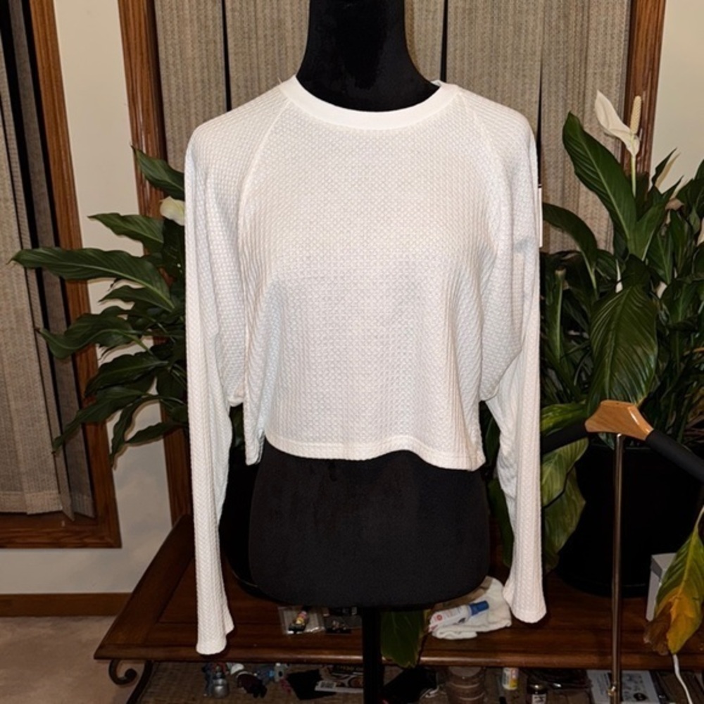 Paper Crane Cream Crop Sweatshirt Relaxed Fit
